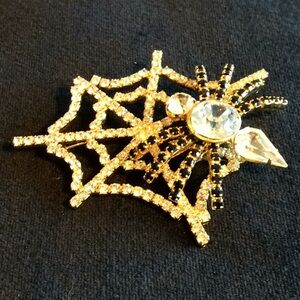 Austrian Crystal Spider & Web Brooch